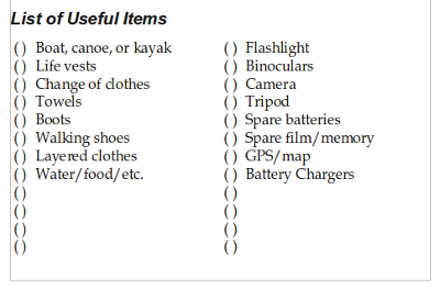 Useful Item List Picture